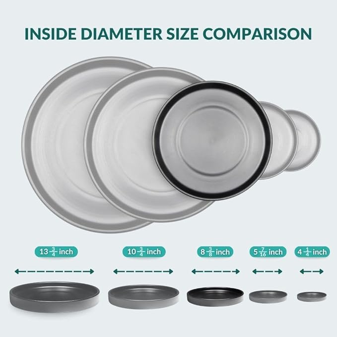 Willowy 9 Inch Black Ceramic Pot Saucer - Drainage Tray for 6, 7, 8 Inch Planters + More Sizes