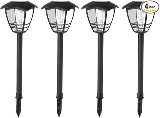 Maggift 4 Pack Vintage Solar Pathway Lights LED Bulbs Solar Powered Garden Walkway Lights for Outdoor Lawn, Patio, Yard, Walkway, Driveway , 15 Lumen