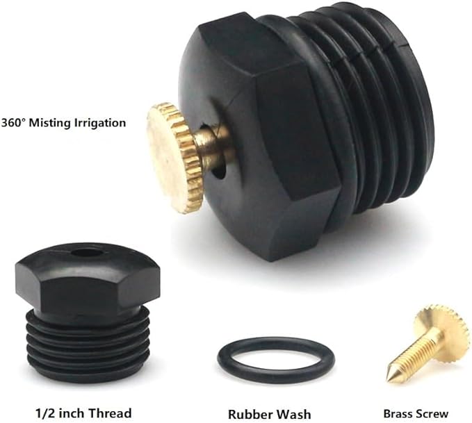 20 Pcs Garden Irrigation 1/2" Misting Nozzles Adjustable Garden Lawn Watering 360° Misting Sprinkler Heads Mister Nozzle Micro Spray Emitter for Garden Lawn Irrigation System