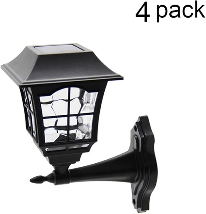 MAGGIFT 4 Pack Solar Wall Lantern Outdoor Playhouse Lights Waterproof 15 Lumens Solar Wall Sconce Light Fixture with Wall Mount Kit for Storage Shed Fence Garden Decor