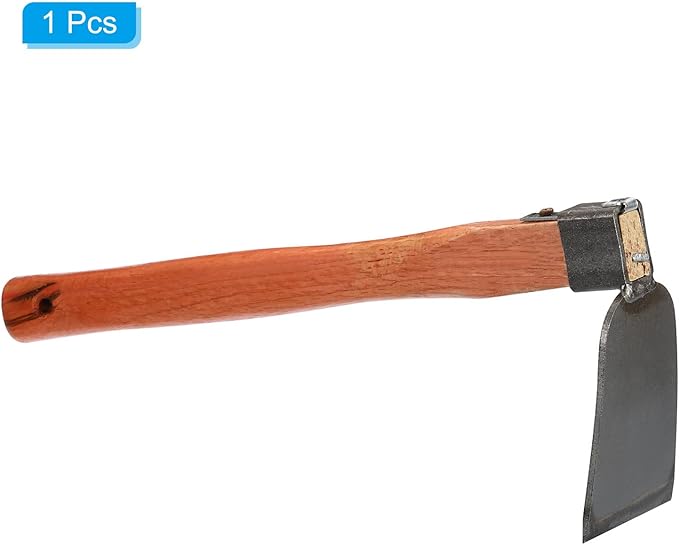 PATIKIL 15" x 3" Hoe Garden Tool, Carbon Steel Anti-Rust Garden Hoe with Wood Handle Welded for Loosening Soil Weeding Digging, Grey/Yellow