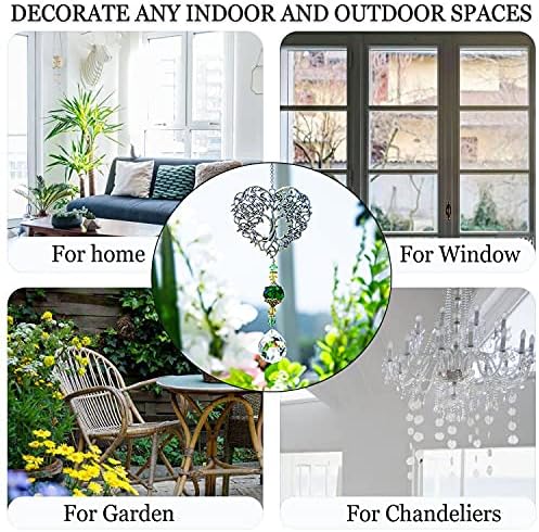 H&D HYALINE & DORA Tree of Life Crystal Suncatchers Crystal Drop Prism Rainbow Maker Hanging for Home Garden Decoration, Heart Shaped