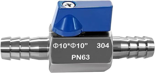 Beduan 3/8” Barb Ball Valve 304 Stainless Steel Mini Shut Off Valve for 3/8 ID Hose Water Gas Fuel Drip Irrigation and Aquariums