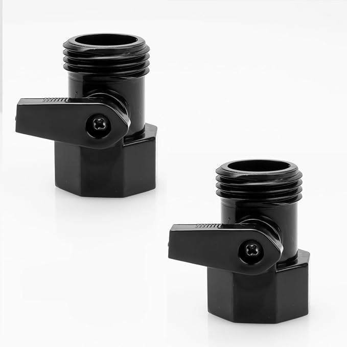 Garden Hose Shut Off Valve Adapter Brass Garden Hose Connector Fit for 3/4" Standard Water Shut Off Valve Thread Connector, for Irrigation System, RV Connection, Garden Sprays, Sprinklers -2 Pack