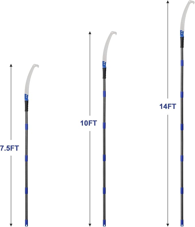 Pole Saws for Tree Trimming, 168 inch Long Extension Pruning Saw, Lightweight Stainless Steel Extension High Pole Pruning Pole Saw with Blade for Trimmer Yard Garden and Patios Trees Branches