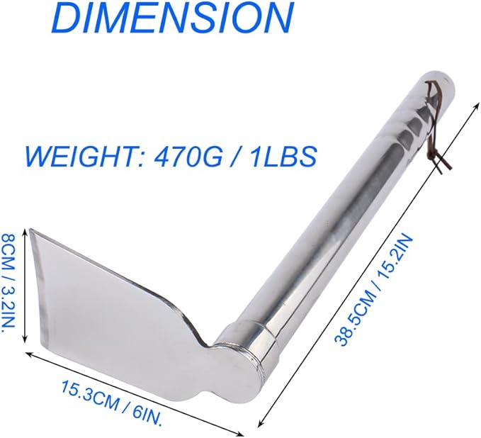 LUBAN Stainless Steel Garden Hoe 15-inch Length Lightweight Weather Resistant Metal Hand Tool for Weeding Seeding Turning Soil