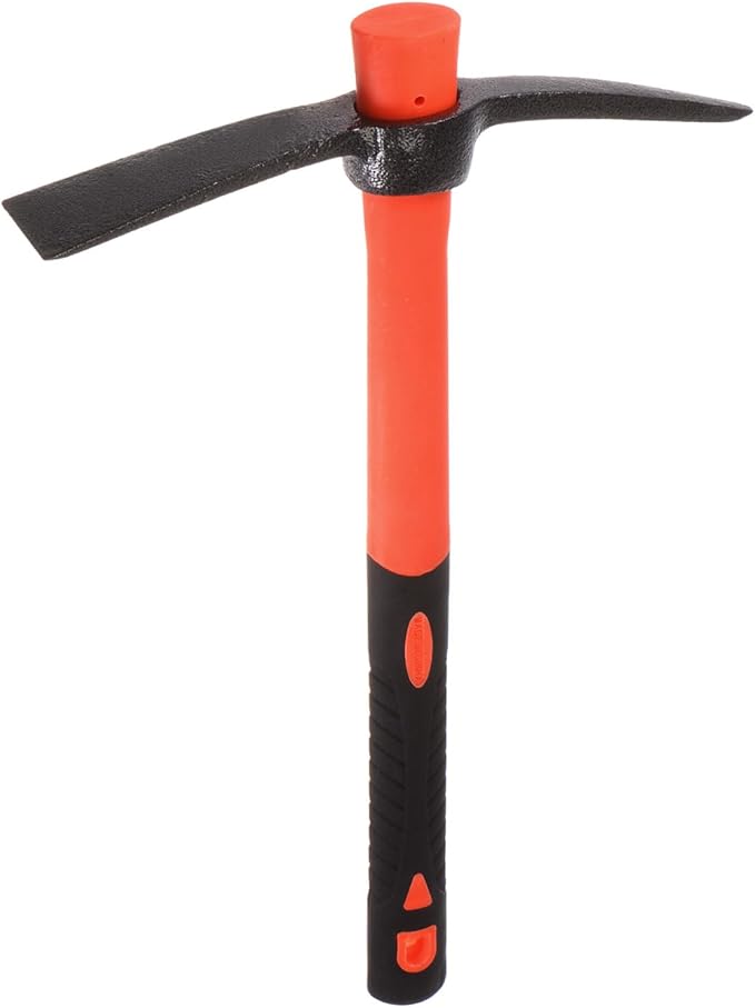 HARFINGTON Pick Mattock Hoe, 15 inch Steel Forged Weeding Garden Pick Axe with Yellow Fiberglass Handle Garden Mattock Pickaxe Tool for Digging, Gardening, Camping, Planting