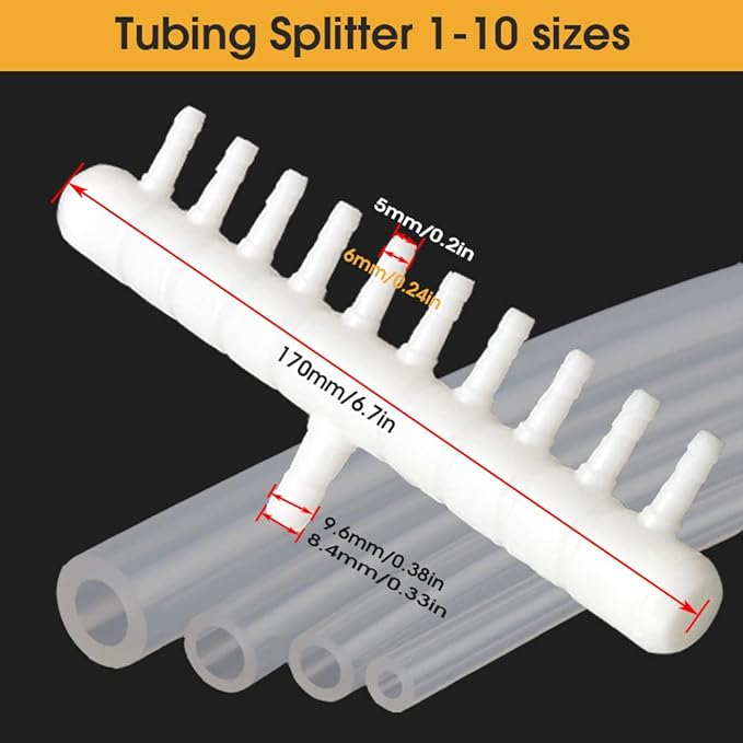 Rake-shaped hose joint air discharge diverter, Plastic Barb Hose Fitting Connector, 10-Way Outlet Air Line Pump Tubing Splitter Water Flow Divider, for Aquarium Garden Agricultural Irrigation（4Pcs）