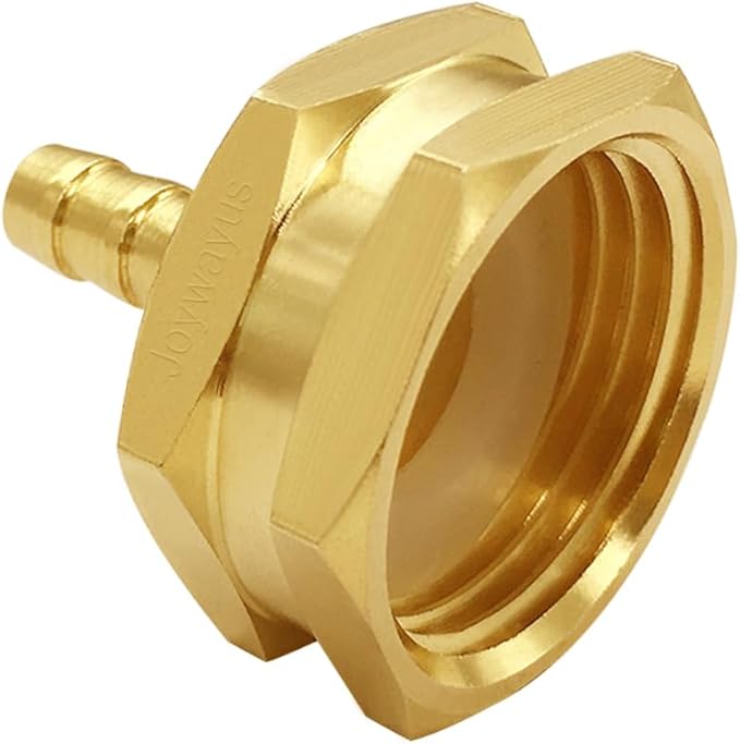 Joywayus 2Pcs 1/4" Barb x 3/4" Female GHT Thread Swivel Hex Brass Garden Water Hose Pipe Connector Copper Fitting with Stainless Clamp House/Boat/Lawn/Power Wash/Irrigation