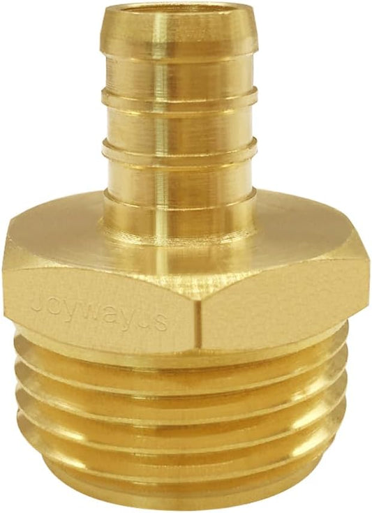Joywayus 1/2" PEX Barb x 3/4" Male GHT Thread Hex Brass Garden Water Hose Pipe Connector Fittings for House/Boat/Lawn/Power Wash/Irrigation