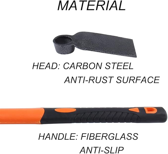 LUBAN Single Head Hoe with Heavy Duty Forged Adze and Ergonomic Non-Slip Handle for Loosening Soil, Gardening, Transplanting Outdoor 39mm/15-Inch