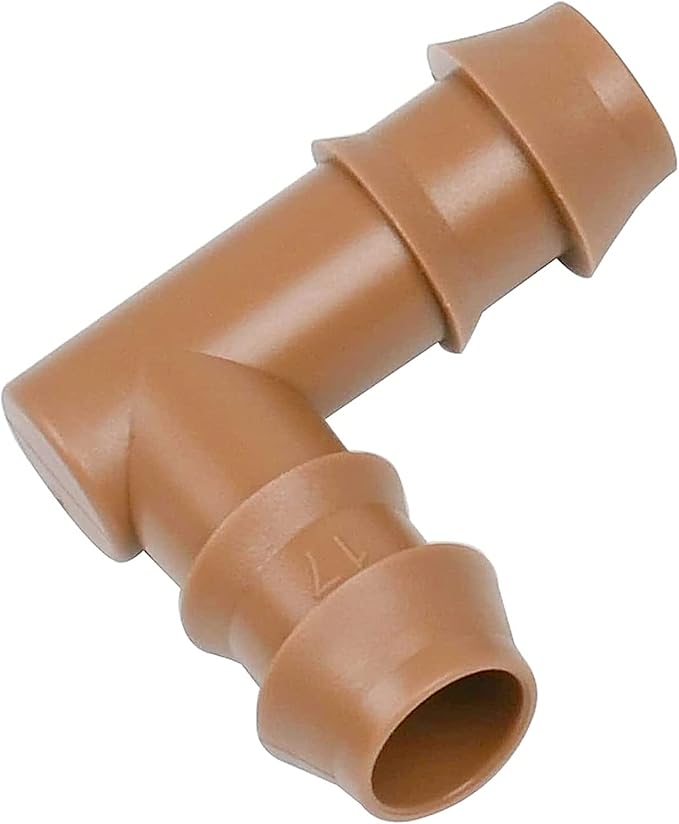 20-Pack Drip Irrigation Barbed Elbow Fittings, Fits 1/2”, 17mm .600” ID Drip Tubing