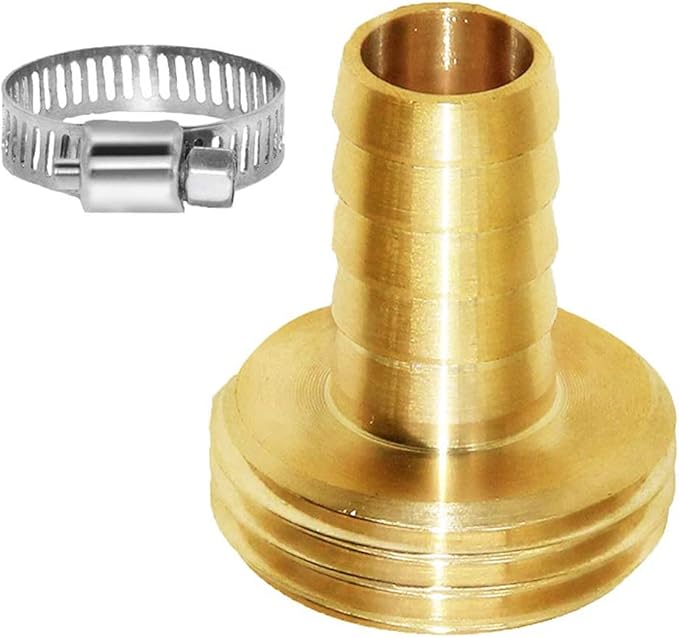 Joywayus Garden Hose Pipe Connector,1/2" Barb x 3/4" Male GHT Thread Brass Fitting with Stainless Clamps House/Boat/Lawn/Power Wash/Irrigation (Pack of 2)