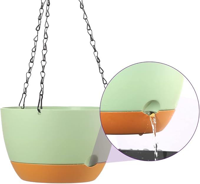 2 Pack Hanging Pots for Plants Outdoor Indoor, 10 Inch Hanging Planters with Drainage Hole (10 inch-White)
