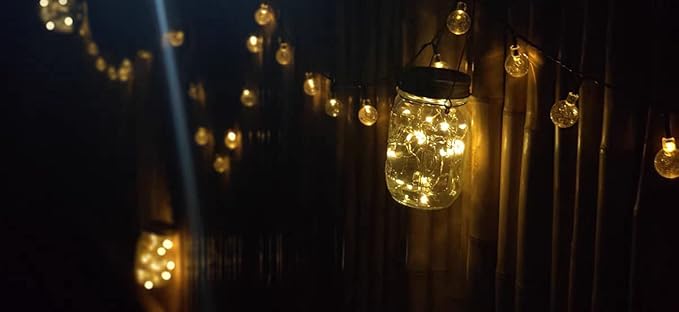 Decorman Solar Mason Jar Lights, 12 Pack 30 LED Fairy Star Firefly String Lids Lights with 12 Hangers for Patio Yard Garden Party Wedding Christmas Decoration(Jars Not Included)