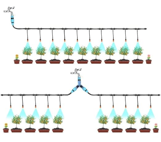 50 Pcs Drip Irrigation Spray Emitters, Adjustable Atomizing Nozzles,1/4 Inch Drip Irrigation Parts Sprayers Drippers for Garden Greenhouse Agricultural Irrigation Patio Misting