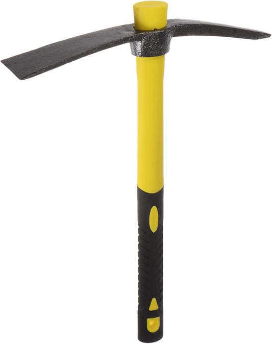 HARFINGTON Pick Mattock Hoe, 15 inch Steel Forged Weeding Garden Pick Axe with Yellow Fiberglass Handle Garden Pick Axe Hand Tool for Digging, Gardening, Camping, Planting