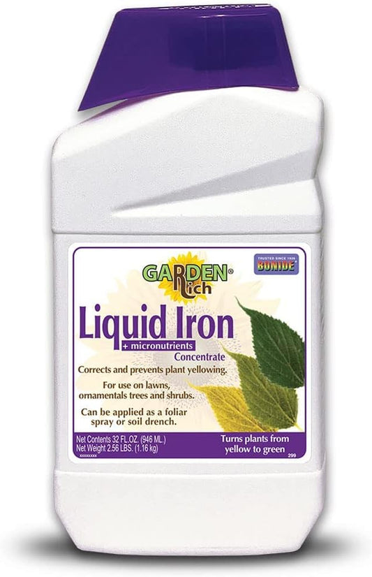 Bonide Garden Rich Liquid Iron + Micronutrients, 32 oz Concentrate for Outdoors, Keeps Lawn and Garden Green