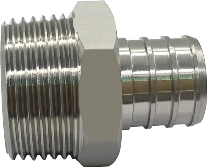 Beduan Stainless Steel PEX Garden Hose Adapter Fitting 1/2" PEX Barb to 3/4" GHT Male Connector for Outdoor Garden Irrigation Watering