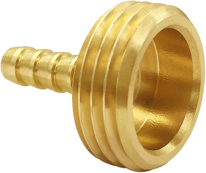 Joywayus Garden Hose Pipe Connector,1/4" Barb x 3/4" Male GHT Thread Brass Fitting with Stainless Clamps House/Boat/Lawn/Power Wash/Irrigation (Pack of 2)