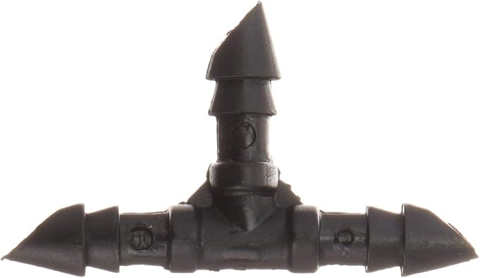 10 Pack (250 Total) Orbit 1/4 Inch Drip Fitting Tee for Micro Water Tubing, Dripper Line - 67401-25 Pack