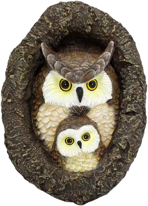 Owl Mom and Owlet Tree Hugger, Outdoor Garden Sculpture Tree Faces, Owl Bird Garden Resin Statue, Tree Peeker Ornament, Durable & Waterproof, Decorations Gardening Presents for Housewarming Birthday