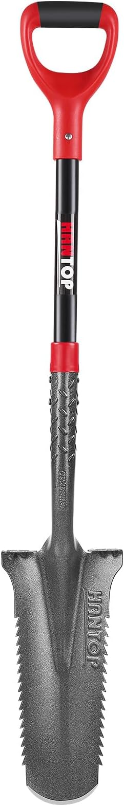 Drain Spade Shovel Trenching Spade Shovel Transplanting Spade Narrow Shovel Serrated Shovel for Digging, 44 inches