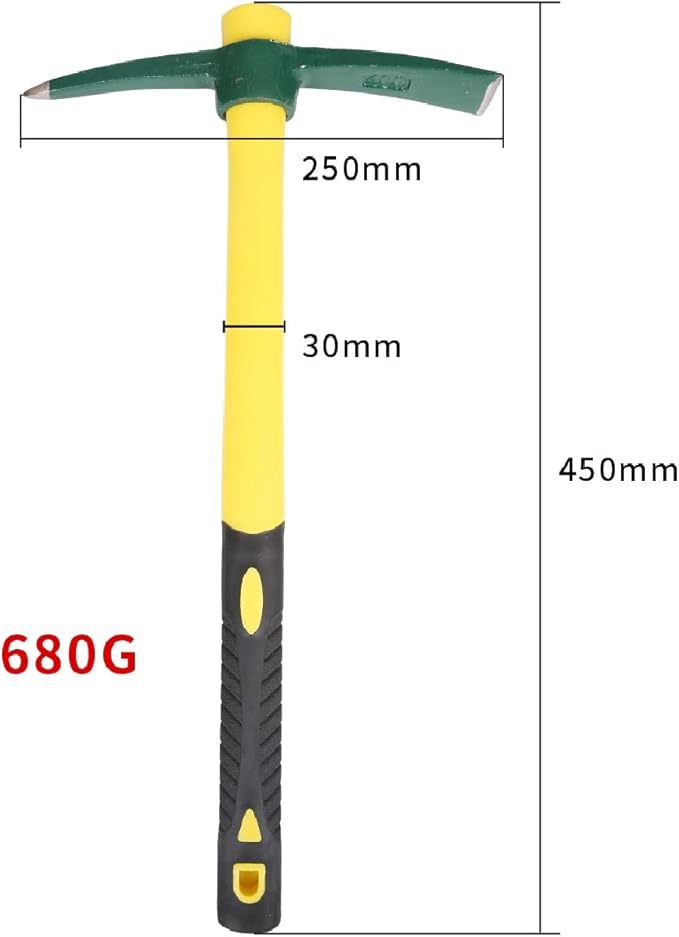 JANNO 2PCS 18Inch Pick Axe, Steel Forged Mattock Hoe, Premium Garden Pick with Fiberglass Handle Hoe Garden Tool for Digging, Flower Beds, Weeding, Gardening Loosening Soil, Digging, Camping