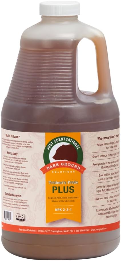 Just Scentsational TPCH-64G Trident's Pride Plus Organic Liquid Fish Fertilizer with Brown Algae Extract and Chitosan,64 oz