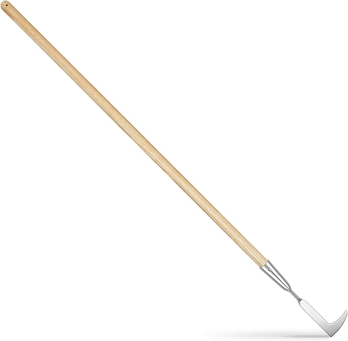 Lothee Garden Long Handle Crack Weeder 54 Inch Stainless Steel Crevice Weeding Tool L Shaped Weed Puller Tool Weed Remover Tool Long Handled Manual Weeders for Lawn Yard Patio Gardening Grass Cutter