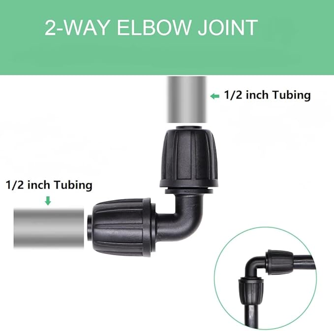 1/2 inch Drip Irrigation Fittings, Lock Barbed Elbow Connectors fit Most Rain Bird,Orbit,Dig,Toro 1/2" Drip Irrigation Tubing - Pack of 10