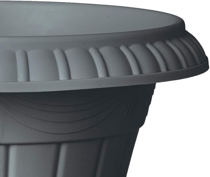 PL20GY Classic Traditional Plastic Urn Planter Indoor/Outdoor, 10" x 12", Gray