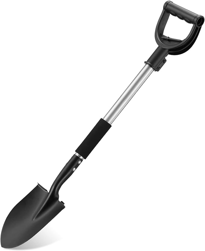 Shovels for Digging,31 inch Long & 1-1/4inch Diameter with Curved D -Shaped Handle Heavy Duty Car Shovel, Suitable for Excavation Camping Car Gardening.