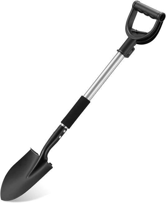 Shovels for Digging,31 inch Long & 1-1/4inch Diameter with Curved D -Shaped Handle Heavy Duty Car Shovel, Suitable for Excavation Camping Car Gardening.