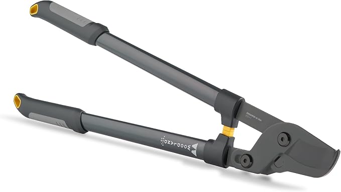 WOODLAND TOOLS Co. Heavy Duty LeverAction Lopper – 28" Tree and Branch Cutter with High Carbon Steel Blades for Effortless Pruning