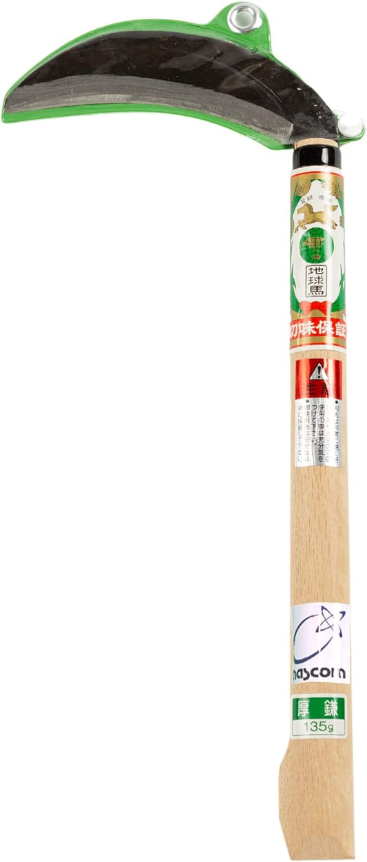 Japanese Weeding Sickle (Thick Blade), High Grade Steel Blade (Blue Steel No.2) Hand Tool for Gardening, Weeding and Farming, Blade Length 6.30inch