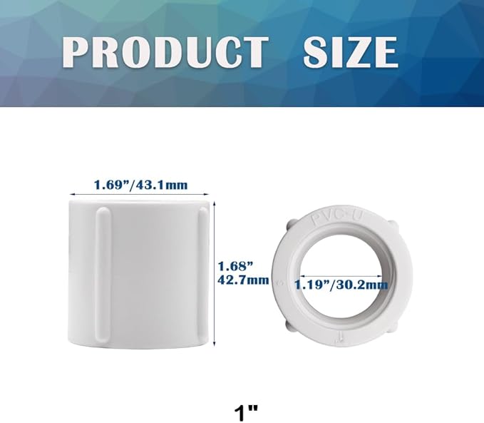 9PCS 1 Inch Double Female Threaded White PVC Adapter Fittings Female to Female Thread Coupling Pipe Fitting Connector for Garden Works HE025-1