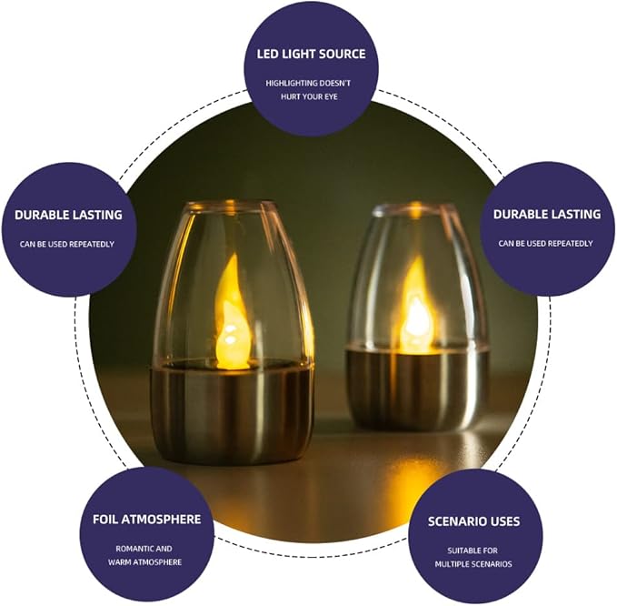 Solar Candle Lights,Flameless Candle Lights,Solar Rechargeable Tea Wax lamp,6 flameless Candle Light, Suitable for Wedding, Valentine's Day, Halloween, Christmas (Tea Light)