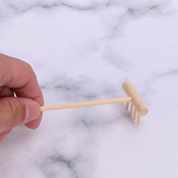EXCEART 80 Pcs Mini Rake Meditating Sand Zen Hand Decor Zen Garden Accessories Mini Zen Sand Rakes Zen Garden Tools Mini Sand Rake Mini Desktop Rake Wood Child Bamboo Adjustable Toolkit