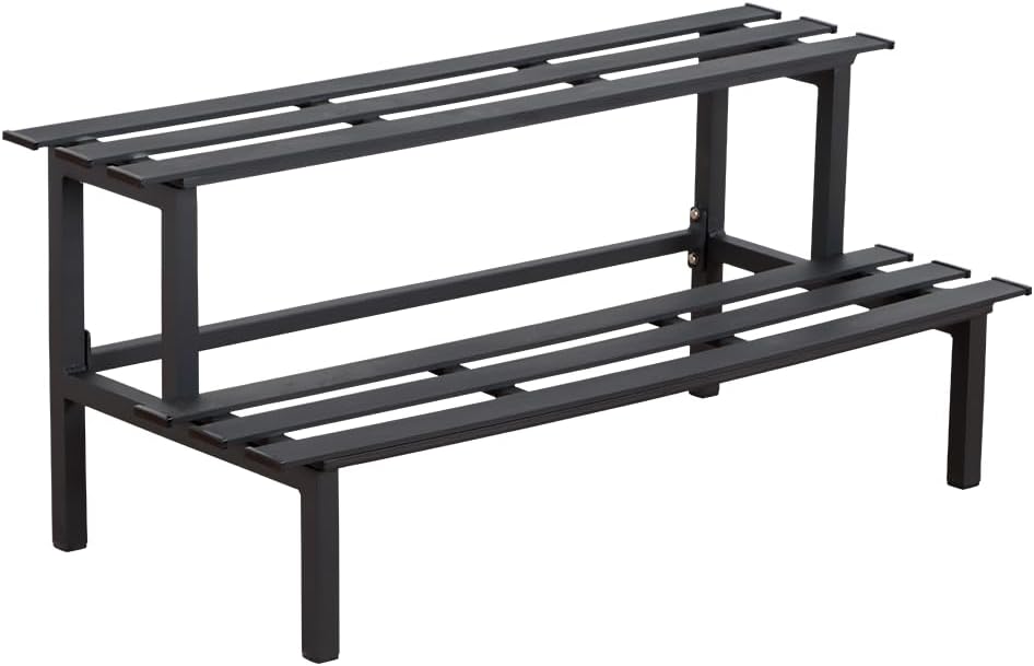 Sturdy 2-Tier Metal Plant Stand for Outdoor & Indoor, Decorative Planter Display Shelf Unit for Garden Patio Balcony Living Room