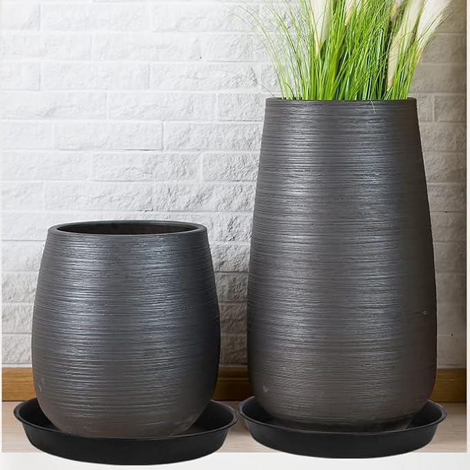 2 Pack of Plant Saucer Tray 17 inch, Heavy Duty Plastic Pot Plant Drip Trays Saucers for for Indoors Outdoor, Plant Water Tray for Planters 15-17" (17", Black)