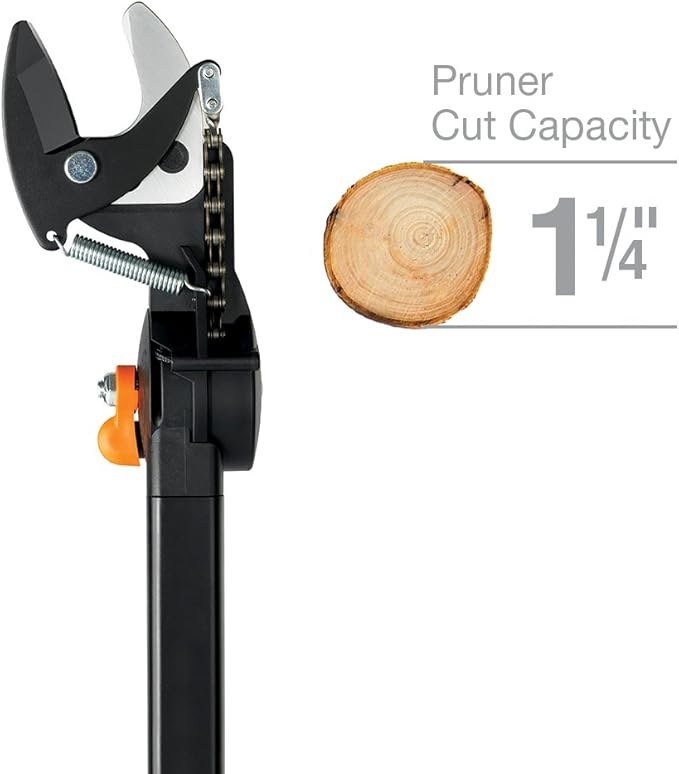 Fiskars 5ft Ropeless Tree Trimmer with Rotating Head, Long Handle Stik Pruner, Branch Cutter to Prune High Branches or Low Shrubs, Garden and Yard Tools