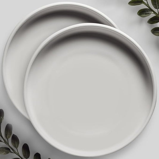 Willowy 12 inch Matte White Ceramic Plant Saucer (2 Pack) - Plant Drip Trays for 9-12 Inch Planters-Plant Saucers for Indoors-Plant Trays for Pots-Plant Pot Saucers-Plant Water Tray-Plant Dish Saucer
