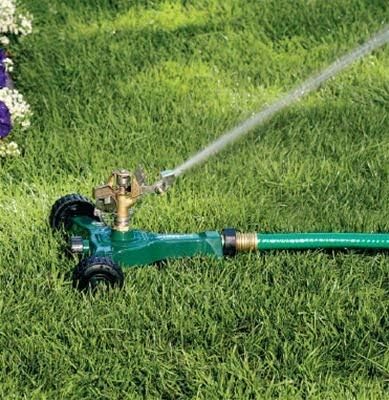 Orbit 56186N Lawn and Garden 1/2-Inch Brass Impact Sprinkler with Metal Wheel Base