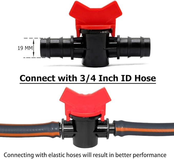 JoyTube 3/4" Drip Irrigation Switch Valve Barbed Ball Valve for Garden Drip Irrigation Aquarium (6 Pcs)