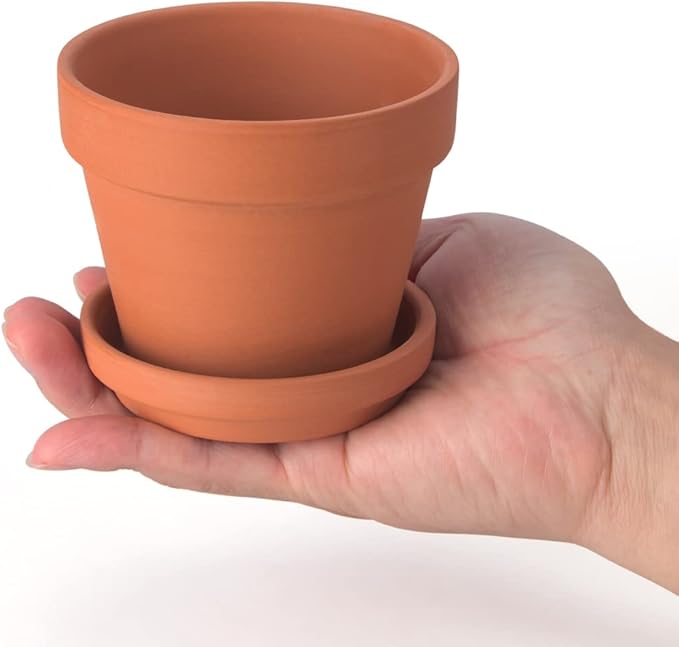 [17 Pack] 4" Planter Nursery Pots Terracotta Pot with Saucer Clay Pots Clay Ceramic Pottery Cactus Pots Flower Pots Succulent Pots Nursery Pots Garden Pots Terra Cotta Pots Planter Pots (4")