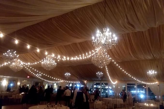 Novelty Lights 50 Feet G40 LED Patio String Lights with 50 Bulbs, Warm White, Weather Resistant and Shatterproof Replaceable Plastic Globe Bulbs, White Wire