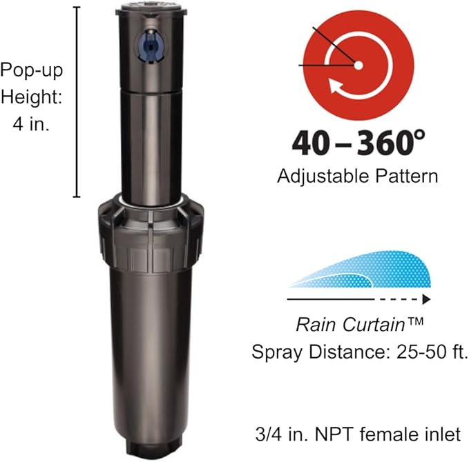 Rain Bird CP500012PK Professional Grade Rotor with Pro Nozzle Set, 40° to 360° Pattern, 25' to 50' Spray Distance, 12-Pack