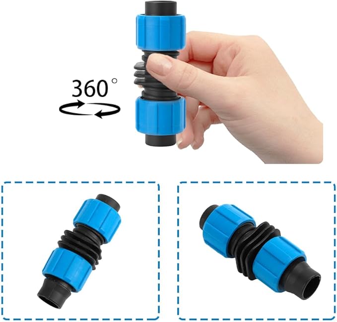 12 Pcs Drip Irrigation Coupling, 5/8 Inch Drip Tape Irrigation Tubing Coupling,Universal Connector Drip Tubing Fittings,Compatible with Most 16-17 mm Drip Tape AG Tubing Drip-Blue