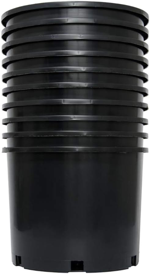 Pro Cal HGPK5PHD Round Circle 5 Gallon Wide Rim Durable Injection Molded Plastic Garden Plant Nursery Pot for Indoor or Outdoor (Set of 5)